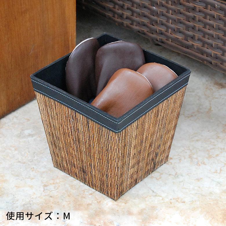 収納ボックス 収納 かご バスケット ごみ箱 パームリディ おしゃれ ダストボックス Lサイズ スリッパ 寝室 リビング 玄関 アジアン バリ 6222 | ブランド登録なし | 10