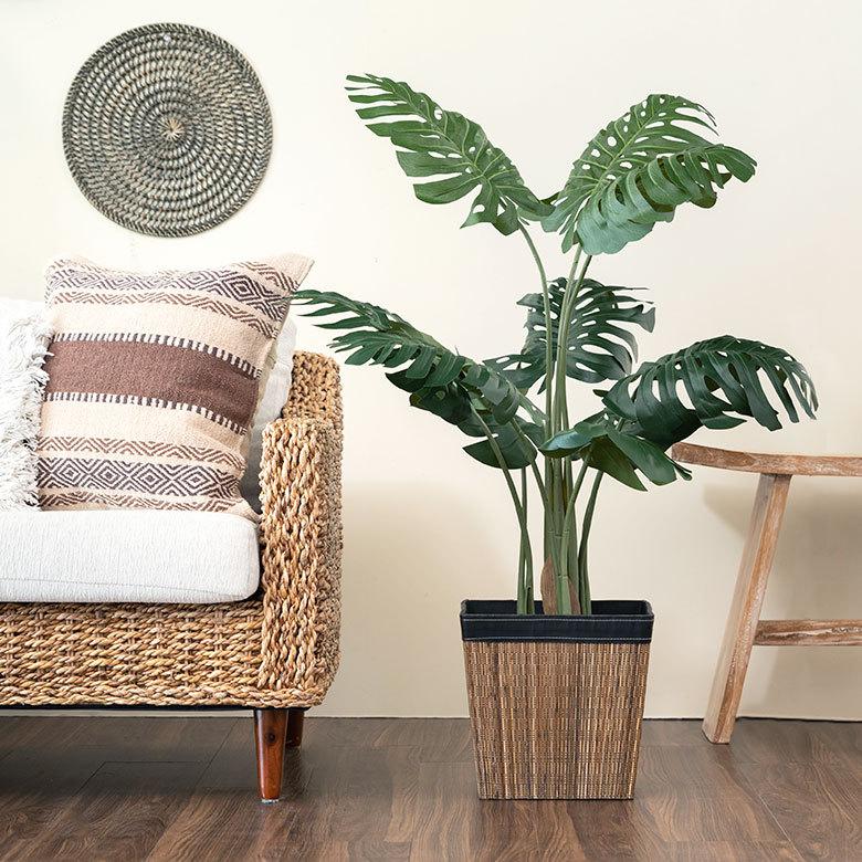 収納ボックス 収納 かご バスケット ごみ箱 パームリディ おしゃれ ダストボックス Lサイズ スリッパ 寝室 リビング 玄関 アジアン バリ 6222 | ブランド登録なし | 07