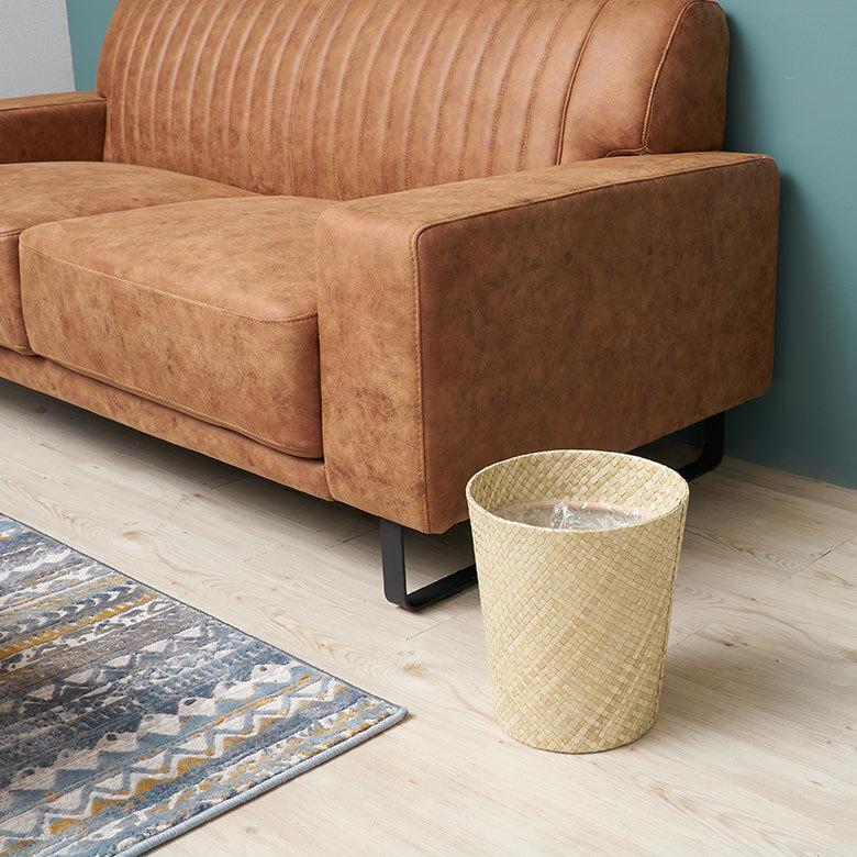 袋止めリング付き パンダン ごみ箱 丸型 ダストボックス くずいれ 鉢カバー リビング 収納 かご バスケット 寝室 リビング 和室 ナチュラル 6235-13698 | ブランド登録なし | 01