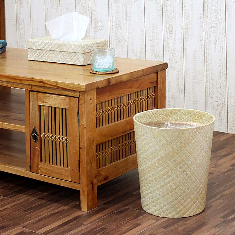 袋止めリング付き パンダン ごみ箱 丸型 ダストボックス くずいれ 鉢カバー リビング 収納 かご バスケット 寝室 リビング 和室 ナチュラル 6235-13698 | ブランド登録なし | 12