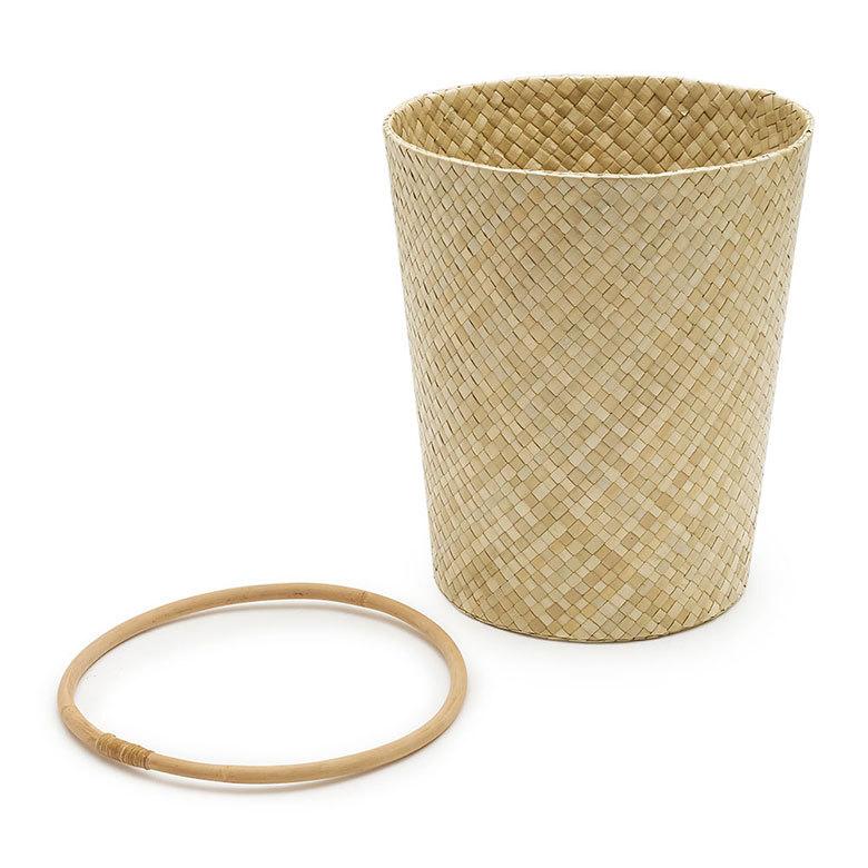 袋止めリング付き パンダン ごみ箱 丸型 ダストボックス くずいれ 鉢カバー リビング 収納 かご バスケット 寝室 リビング 和室 ナチュラル 6235-13698 | ブランド登録なし | 14