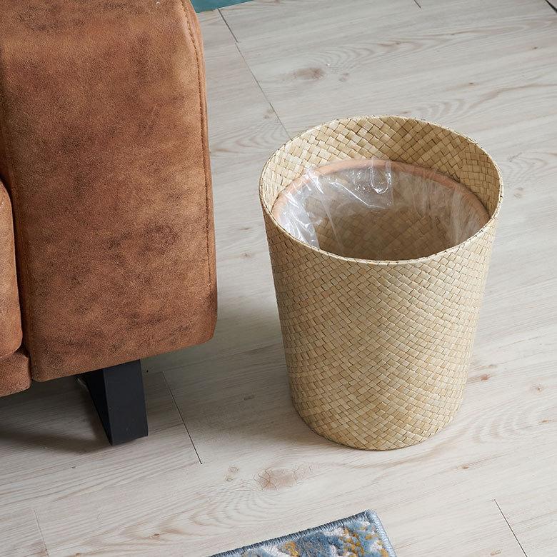 袋止めリング付き パンダン ごみ箱 丸型 ダストボックス くずいれ 鉢カバー リビング 収納 かご バスケット 寝室 リビング 和室 ナチュラル 6235-13698 | ブランド登録なし | 15