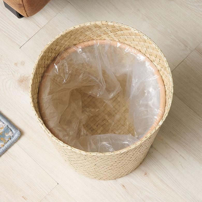 袋止めリング付き パンダン ごみ箱 丸型 ダストボックス くずいれ 鉢カバー リビング 収納 かご バスケット 寝室 リビング 和室 ナチュラル 6235-13698 | ブランド登録なし | 07