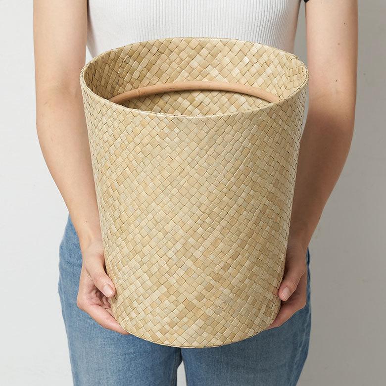 袋止めリング付き パンダン ごみ箱 丸型 ダストボックス くずいれ 鉢カバー リビング 収納 かご バスケット 寝室 リビング 和室 ナチュラル 6235-13698 | ブランド登録なし | 08