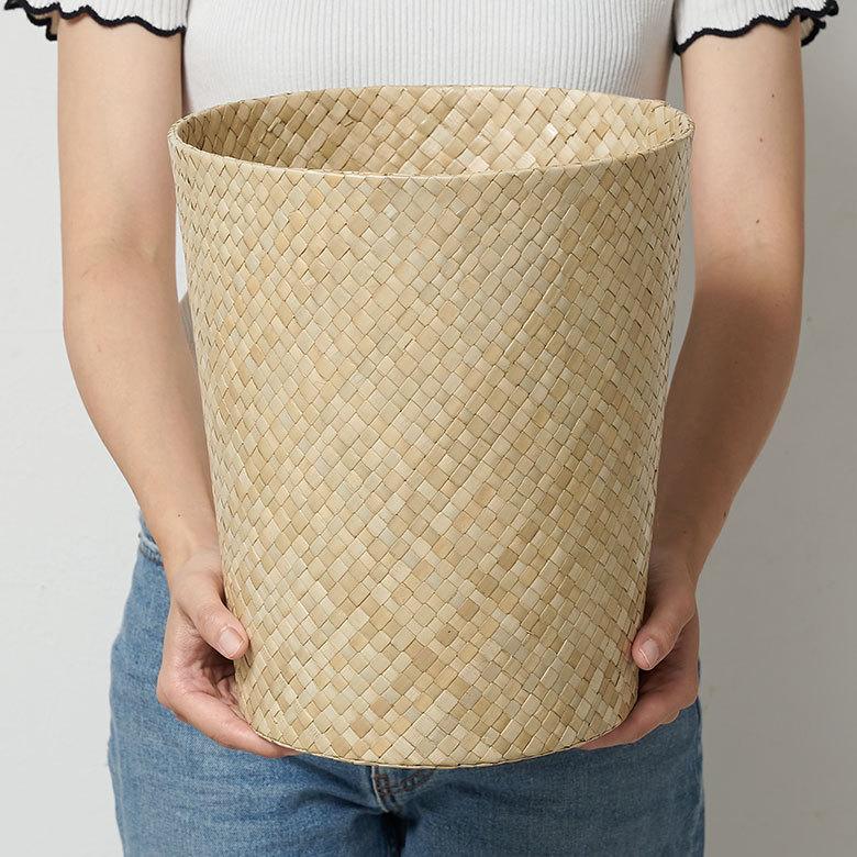 パンダン バスケット 丸型 ナチュラル ゴミ箱 おしゃれ ダストボックス くずかご ラウンド 収納ケース 整理 円形 プランターカバー 植木鉢 6235 | ブランド登録なし | 03