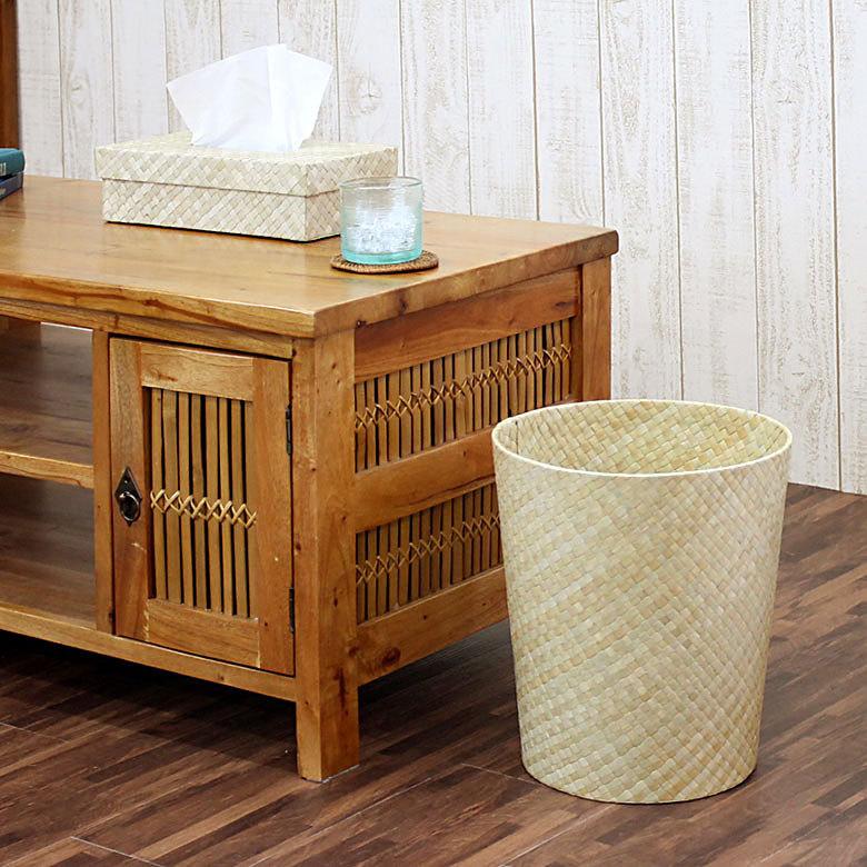 パンダン バスケット 丸型 ナチュラル ゴミ箱 おしゃれ ダストボックス くずかご ラウンド 収納ケース 整理 円形 プランターカバー 植木鉢 6235 | ブランド登録なし | 08