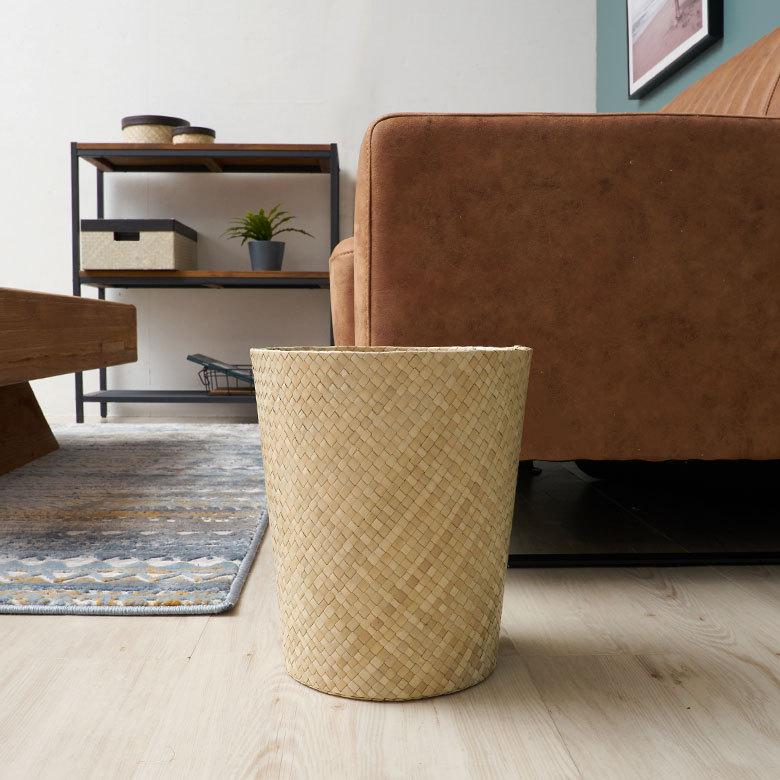 パンダン バスケット 丸型 ナチュラル ゴミ箱 おしゃれ ダストボックス くずかご ラウンド 収納ケース 整理 円形 プランターカバー 植木鉢 6235 | ブランド登録なし | 09