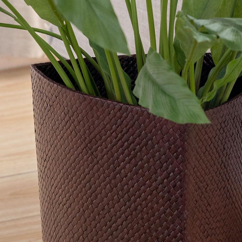 パンダンで編まれた アジアン ゴミ箱 三角形 ブラウン色 ハイクオリティ 見えない ダストボックス 鉢カバー おしゃれ 縦型 リビング アジアン雑貨 6236 | ブランド登録なし | 09