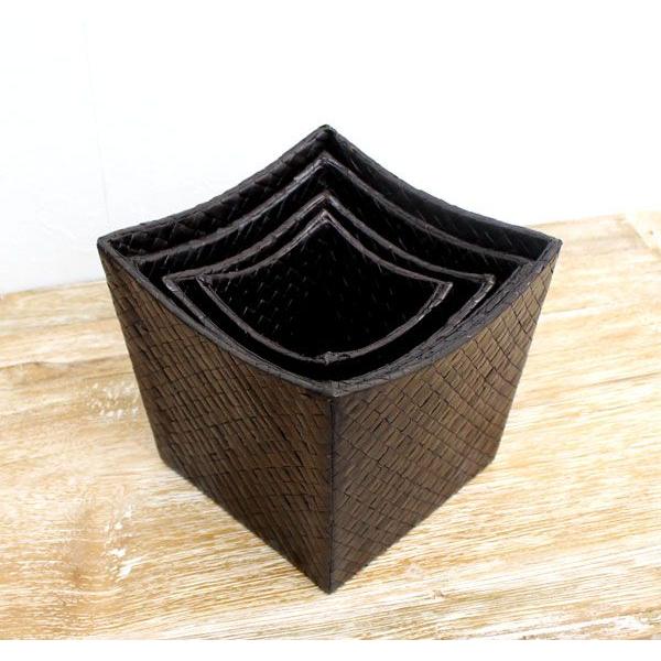 小物入れ リモコンスタンド 収納ボックス 収納 かご おしゃれ ゴミ箱 ダストボックス アジアン バリ 雑貨 Mサイズ アジア工房 6239 | ブランド登録なし | 03