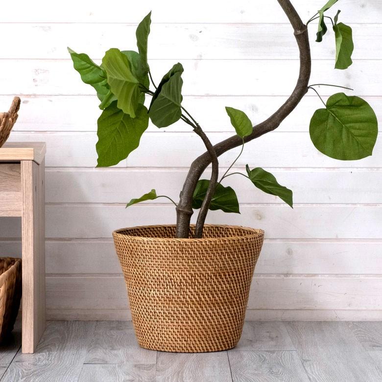 収納バスケット かご 鉢カバー ごみ箱 ダストボックス ダストBOX ラタン くずかご 寝室 リビング アジアン バリ 雑貨 6271 | ブランド登録なし | 02