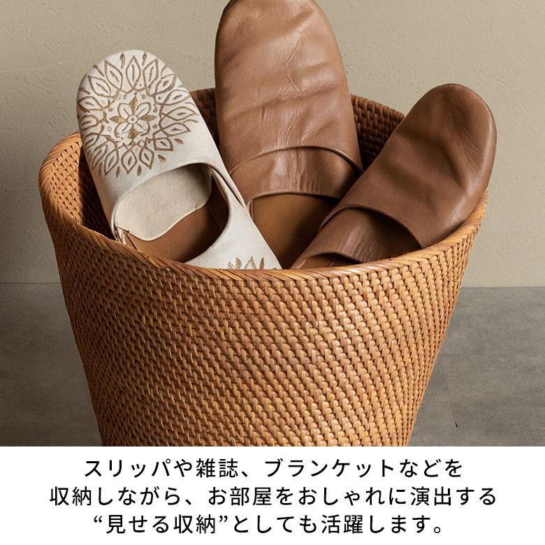 収納バスケット かご 鉢カバー ごみ箱 ダストボックス ダストBOX ラタン くずかご 寝室 リビング アジアン バリ 雑貨 6271 | ブランド登録なし | 07