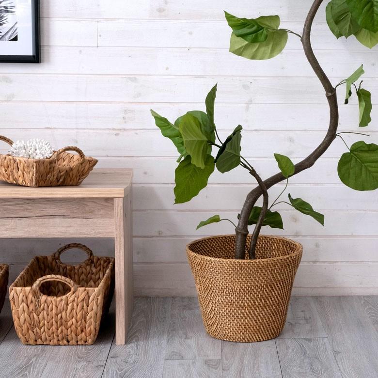 収納バスケット かご 鉢カバー ごみ箱 ダストボックス ダストBOX ラタン くずかご 寝室 リビング アジアン バリ 雑貨 6271 | ブランド登録なし | 09