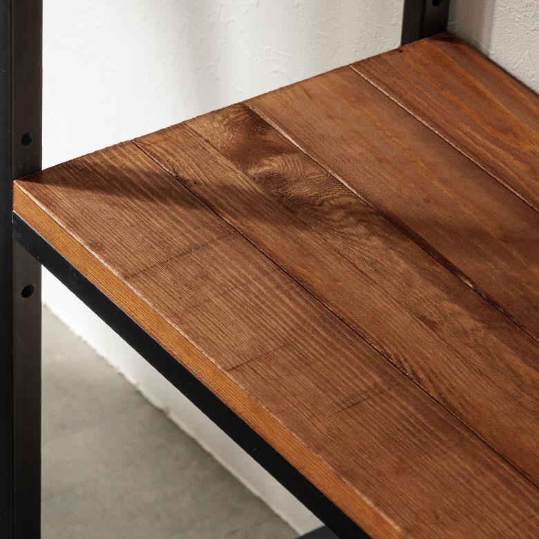 オープンシェルフ ラック 棚 木製 スチール 5段 幅80cm 奥行30cm シェルフ キッチンラック アイアンフレーム 無垢材 天然木 西海岸 男前 63000 | ELEMENTS（インテリア） | 01