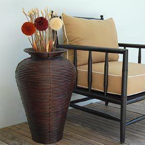 アジアン雑貨 ラタンの大きな壷 コイルベース アジア工房 6301 | ブランド登録なし