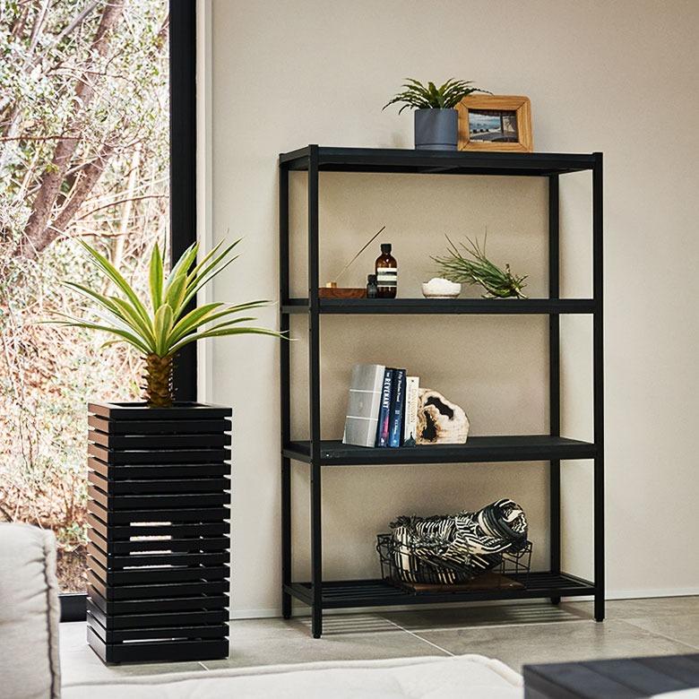 オープンラック 4段 木製 アイアン 幅80cm 棚 ラック 木製 シェルフ キッチンラック スチール 無垢材 天然木 アイアンフレーム タバス TABAS 西海岸 63010-cbk | ELEMENTS（インテリア） | 19