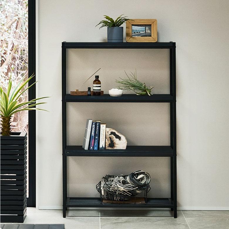 オープンラック 4段 木製 アイアン 幅80cm 棚 ラック 木製 シェルフ キッチンラック スチール 無垢材 天然木 アイアンフレーム タバス TABAS 西海岸 63010-cbk | ELEMENTS（インテリア） | 07