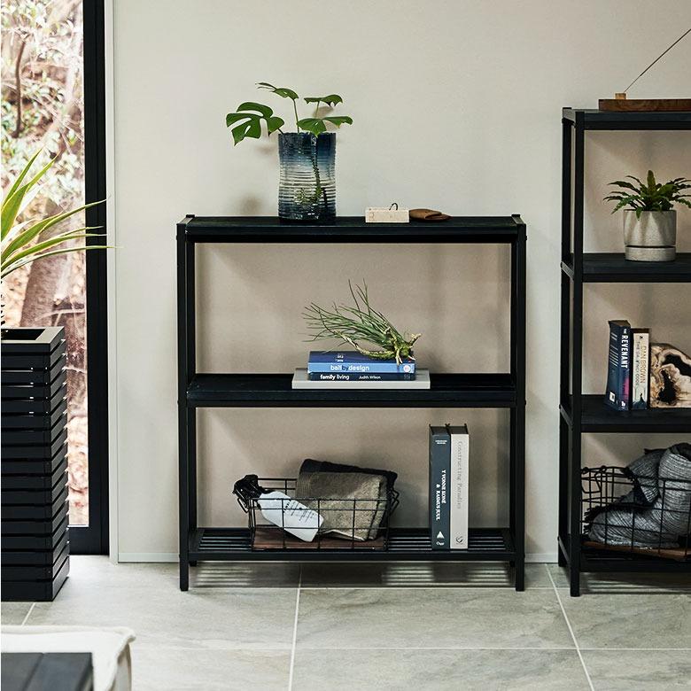 オープンラック 3段 木製 アイアン 幅80cm 棚 ラック 木製 シェルフ キッチンラック スチール 無垢材 天然木 アイアンフレーム タバス TABAS 西海岸 63020-cbk | ELEMENTS（インテリア） | 07