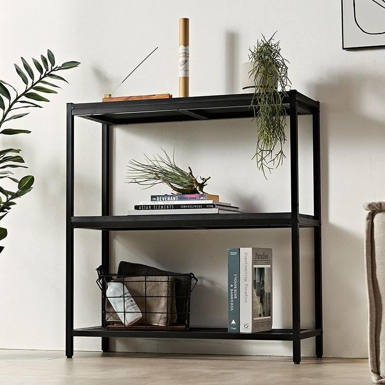 オープンラック 3段 木製 アイアン 幅80cm 棚 ラック 木製 シェルフ キッチンラック スチール 無垢材 天然木 アイアンフレーム タバス TABAS 西海岸 63020-cbk | ELEMENTS（インテリア） | 08