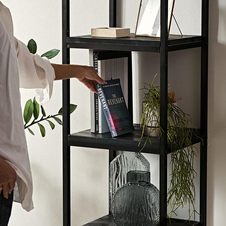シェルフ 棚 ラック 天然木 オープンシェルフ オープンラック 5段 アイアンフレーム スチールスリム 無垢材 スチールラック 収納 タバス TABAS 西海岸 63030-cbk | ELEMENTS（インテリア） | 19