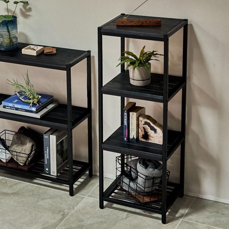 シェルフ 棚 ラック 天然木 オープンシェルフ オープンラック 4段 アイアンフレーム スチールスリム 無垢材 スチールラック 収納 タバス TABAS 西海岸 63040-cbk | ELEMENTS（インテリア） | 18