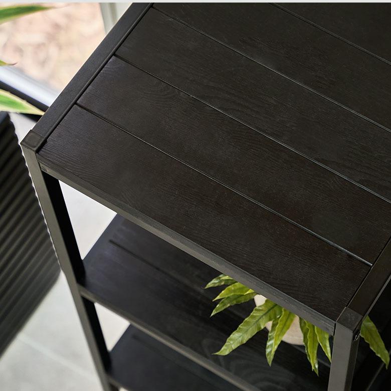 シェルフ 棚 ラック 天然木 オープンシェルフ オープンラック 4段 アイアンフレーム スチールスリム 無垢材 スチールラック 収納 タバス TABAS 西海岸 63040-cbk | ELEMENTS（インテリア） | 01