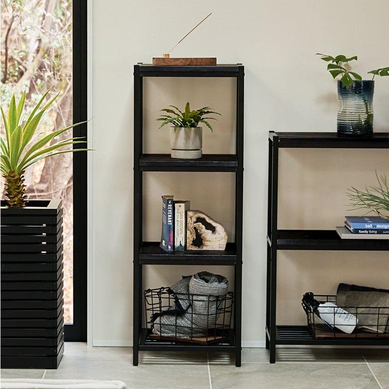 シェルフ 棚 ラック 天然木 オープンシェルフ オープンラック 4段 アイアンフレーム スチールスリム 無垢材 スチールラック 収納 タバス TABAS 西海岸 63040-cbk | ELEMENTS（インテリア） | 07