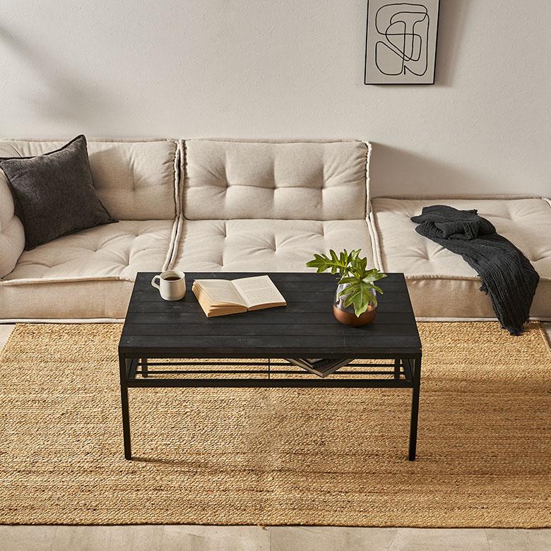 ローテーブル 黒 テーブル おしゃれ ソファテーブル センターテーブル 木製 無垢材 天然木 アイアンフレーム スチール 北欧 家具 タバス TABAS 西海岸 63061-cbk | ELEMENTS（インテリア） | 19
