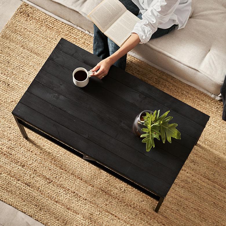 ELEMENTS ローテーブル 黒 テーブル おしゃれ ソファテーブル センター
