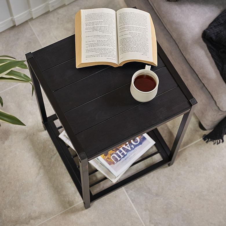 無垢 サイドテーブル テーブル 木製 ナイトテーブル 黒 ベットサイドテーブル 木製 おしゃれ 天然木 アイアンフレーム スチール タバス TABAS 西海岸 63070-cbk | ELEMENTS（インテリア） | 15