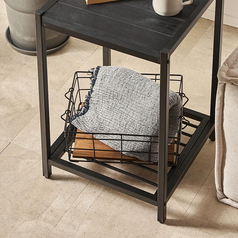 無垢 サイドテーブル テーブル 木製 ナイトテーブル 黒 ベットサイドテーブル 木製 おしゃれ 天然木 アイアンフレーム スチール タバス TABAS 西海岸 63070-cbk | ELEMENTS（インテリア） | 16