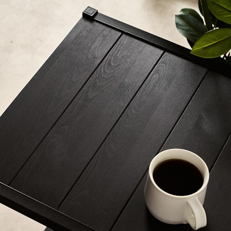 無垢 サイドテーブル テーブル 木製 ナイトテーブル 黒 ベットサイドテーブル 木製 おしゃれ 天然木 アイアンフレーム スチール タバス TABAS 西海岸 63070-cbk | ELEMENTS（インテリア） | 01