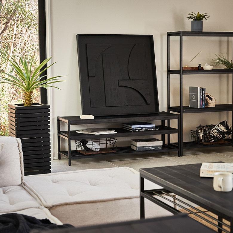 テレビ台 収納 TVラック ロータイプ テレビラック 黒 tv台 ローボード 幅115 AV ボード TV オーディオラック 収納 アイアン 棚 タバス TABAS 西海岸 63081-cbk | ELEMENTS（インテリア） | 07