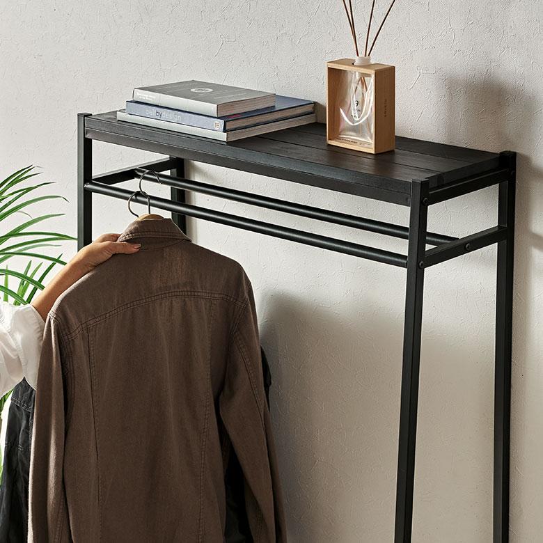 ハンガーラック 木製 コートハンガー 幅80cm アイアン アイアンフレーム 黒 ハンガーシェルフ 玄関 スチール シンプル スリム タバス TABAS 西海岸 63090-cbk | ELEMENTS（インテリア） | 10