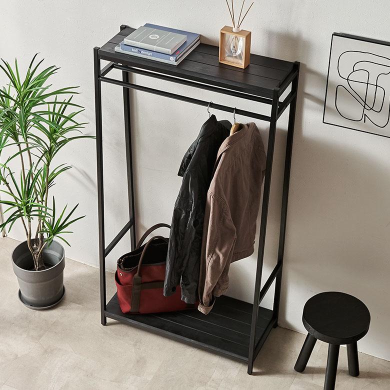 ELEMENTS ハンガーラック 木製 コートハンガー 幅80cm アイアン