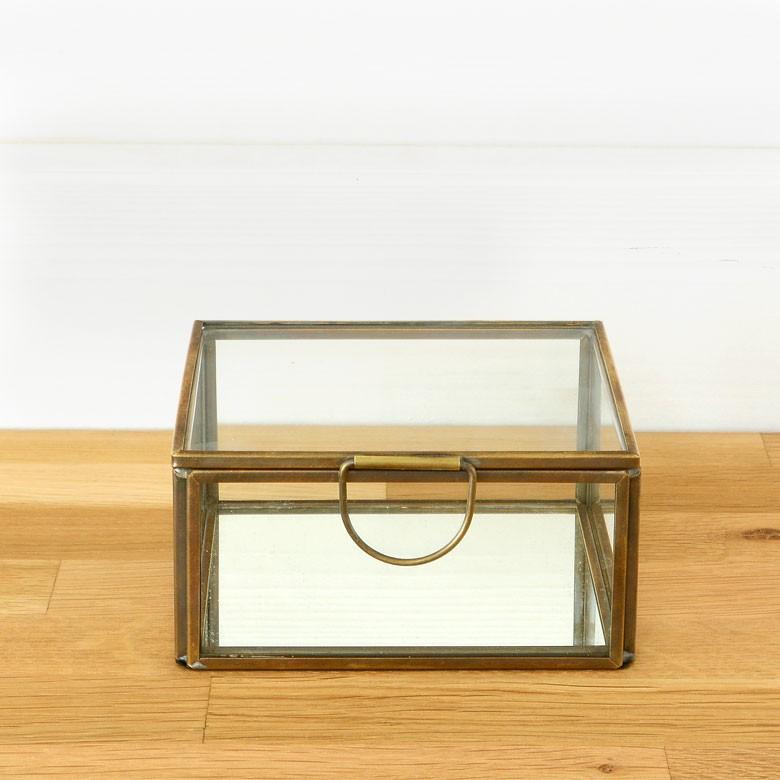 ガラスと真鍮でできた鏡付き収納ケース Sサイズ 63120｜elements｜02