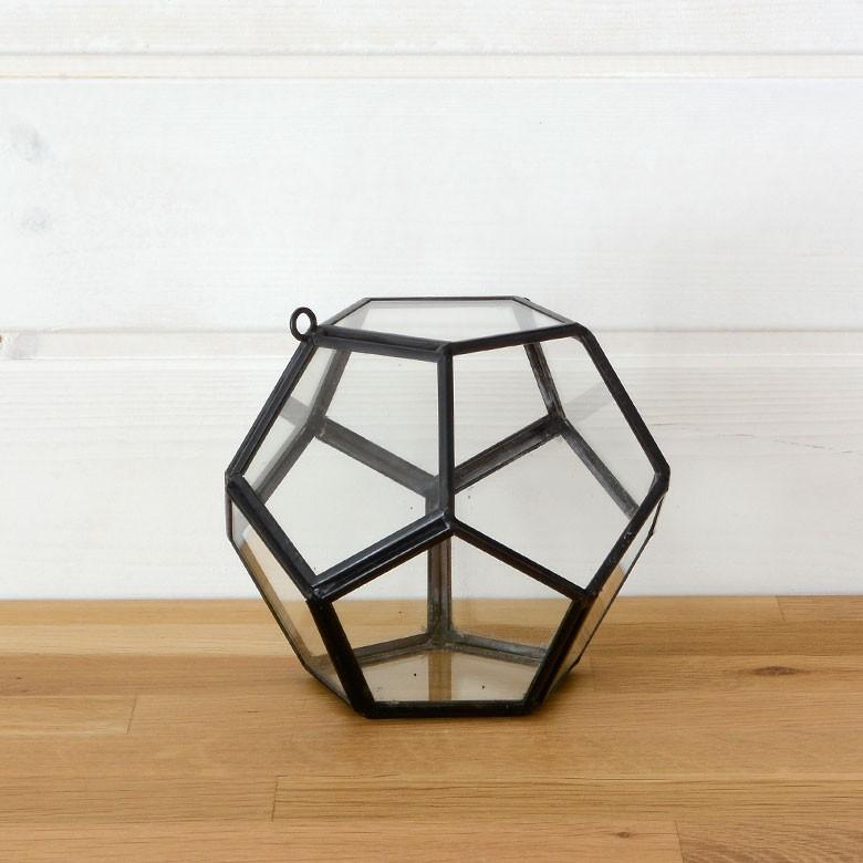 テラリウム ガラスケース ディスプレイケース フック付き 真鍮 多面体 西海岸 男前 63130 | ブランド登録なし | 01