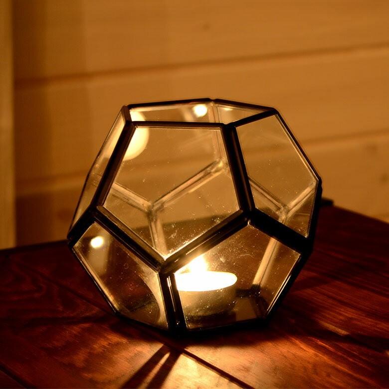 テラリウム ガラスケース ディスプレイケース フック付き 真鍮 多面体 西海岸 男前 63130 | ブランド登録なし | 02