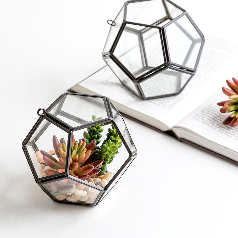 テラリウム ガラスケース ディスプレイケース フック付き 真鍮 多面体 西海岸 男前 63130 | ブランド登録なし | 03