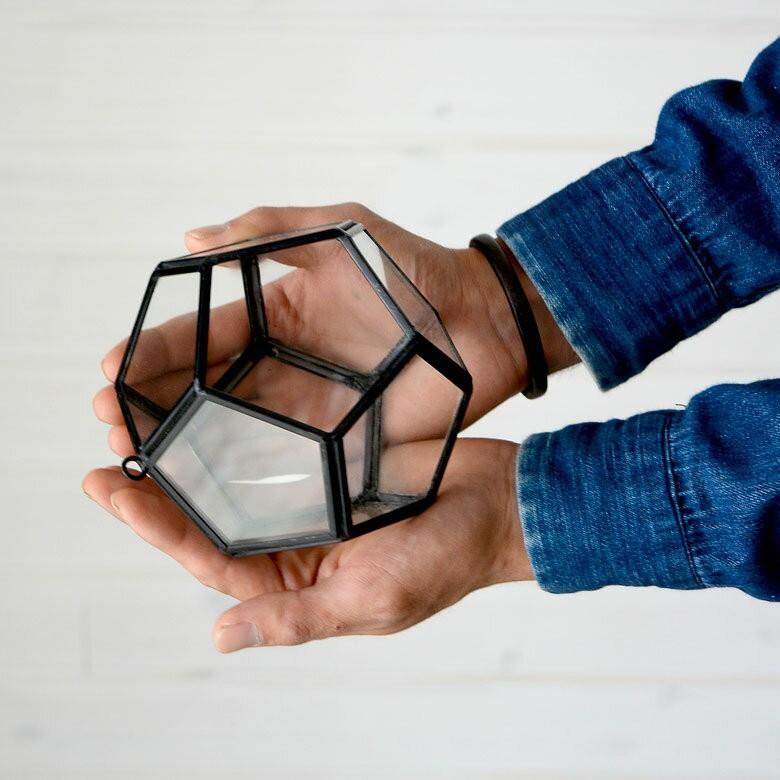 テラリウム ガラスケース ディスプレイケース フック付き 真鍮 多面体 西海岸 男前 63130 | ブランド登録なし | 06