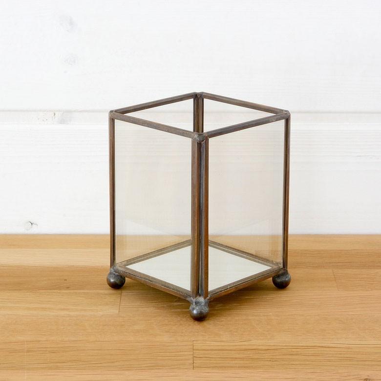 キャンドルホルダー ガラス 真鍮 長方形 西海岸 男前 63180 | ELEMENTS（インテリア）