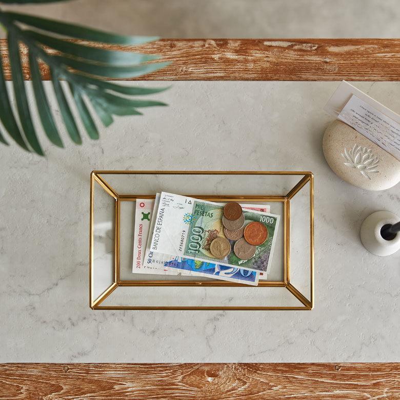 キャッシュ トレー ケース トレイ つり銭 ガラス 真鍮 ゴールド アクセサリー コイン マネー ディスプレイ アンティーク おしゃれ 北欧 インテリア 西海岸 63190 | ELEMENTS（インテリア） | 03