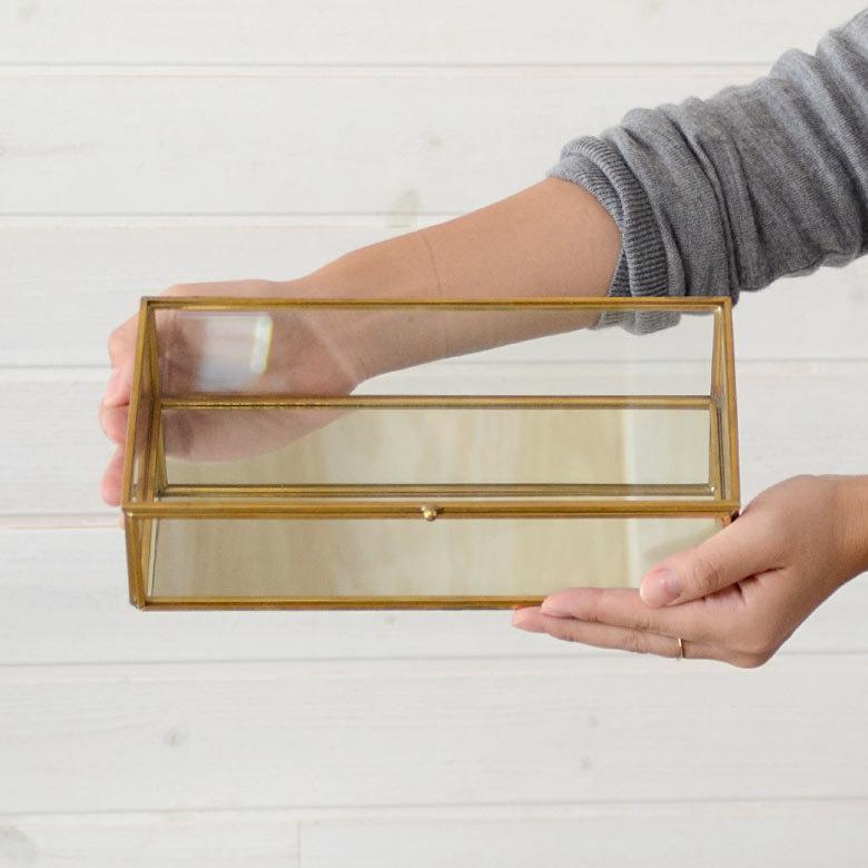 ジュエリーボックス フタ付き ガラス 真鍮 ゴールド ガラスケース アクセサリーケース アクセサリー入れ ディスプレイケース 小物入れ 小物収納 6328 | ELEMENTS（インテリア） | 07