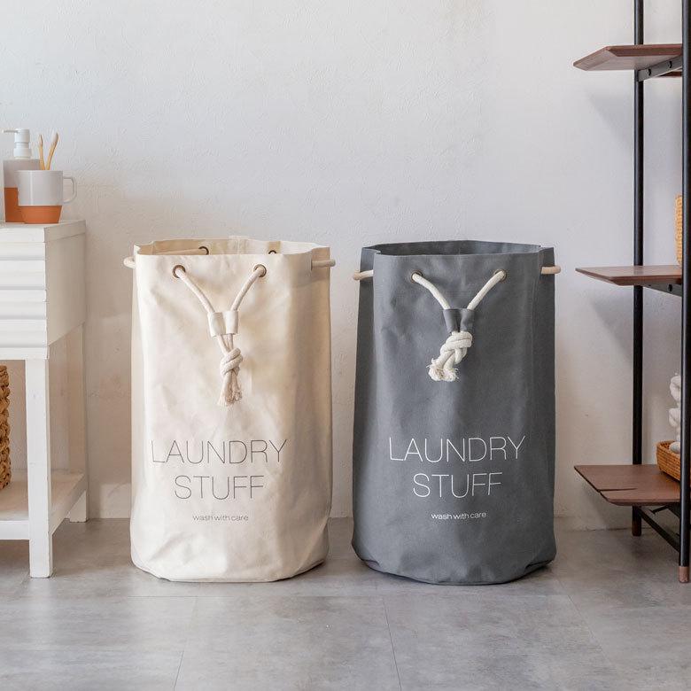 ランドリーバスケット 脱衣かご 洗濯かご コットン 洗濯物入れ ランドリーバッグ 持ち手つき かご おしゃれ 折りたたみ 6350 | ELEMENTS（インテリア） | 03