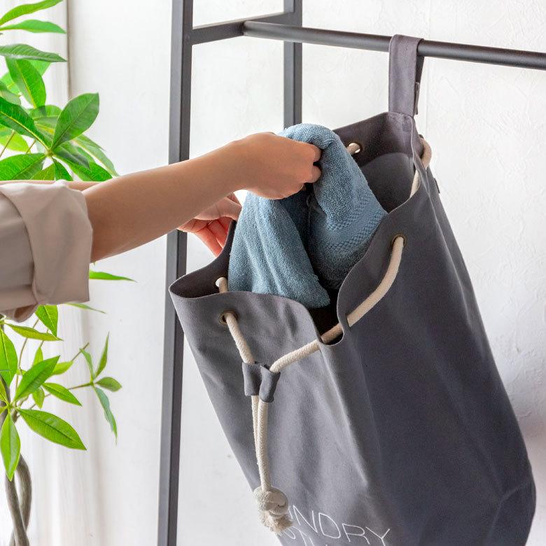 ランドリーバスケット 脱衣かご 洗濯かご コットン 洗濯物入れ ランドリーバッグ 持ち手つき かご おしゃれ 折りたたみ 6350 | ELEMENTS（インテリア） | 19