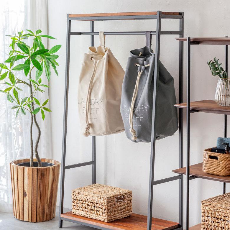 ランドリーバスケット 脱衣かご 洗濯かご コットン 洗濯物入れ ランドリーバッグ 持ち手つき かご おしゃれ 折りたたみ 6350 | ELEMENTS（インテリア） | 05