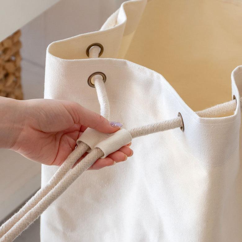 ランドリーバスケット 脱衣かご 洗濯かご コットン 洗濯物入れ ランドリーバッグ 持ち手つき かご おしゃれ 折りたたみ 6350 | ELEMENTS（インテリア） | 09