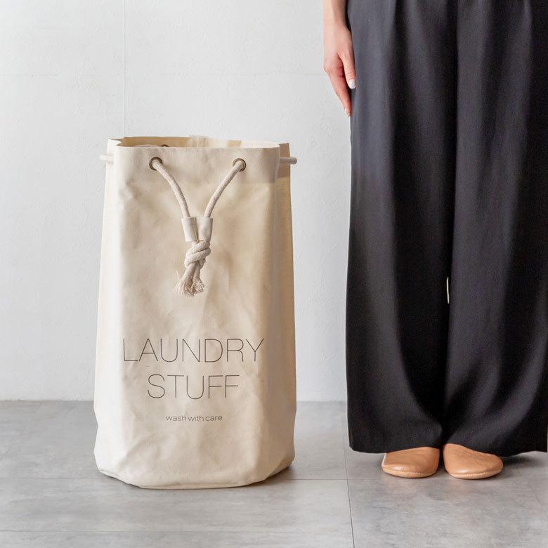 ランドリーバスケット 脱衣かご 洗濯かご コットン 洗濯物入れ ランドリーバッグ 持ち手つき かご おしゃれ 折りたたみ 6350 | ELEMENTS（インテリア） | 10