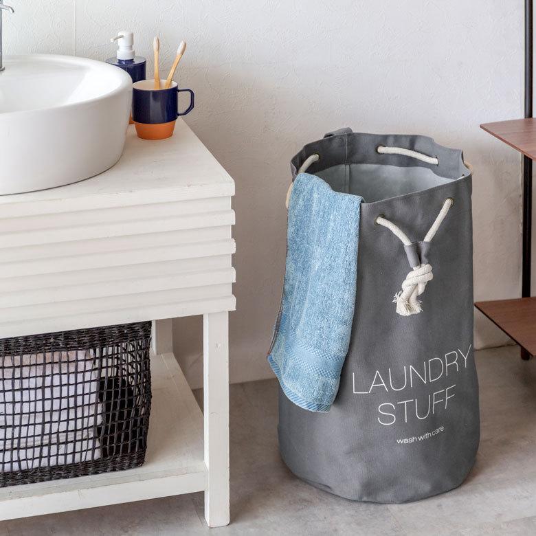 ランドリーバスケット 脱衣かご 洗濯かご コットン 洗濯物入れ ランドリーバッグ 持ち手つき かご おしゃれ 折りたたみ 6350 | ELEMENTS（インテリア） | 11