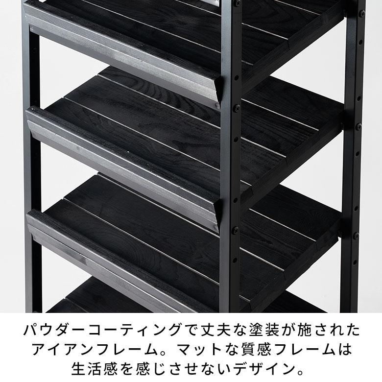 シューズラック 靴棚 6段 靴箱 おしゃれ 下駄箱 オープン 木製 玄関 収納 無垢 アイアン 天然木 靴 12足 黒 アイアンフレーム タバス TABAS 西海岸 63700-cbk | ELEMENTS（インテリア） | 12
