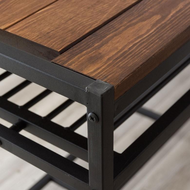 ダイニングテーブル 木製 無垢材 アイアン 棚付き 四人掛け ブラウン タバス TABASシリーズ 63701 | ELEMENTS（インテリア） | 11